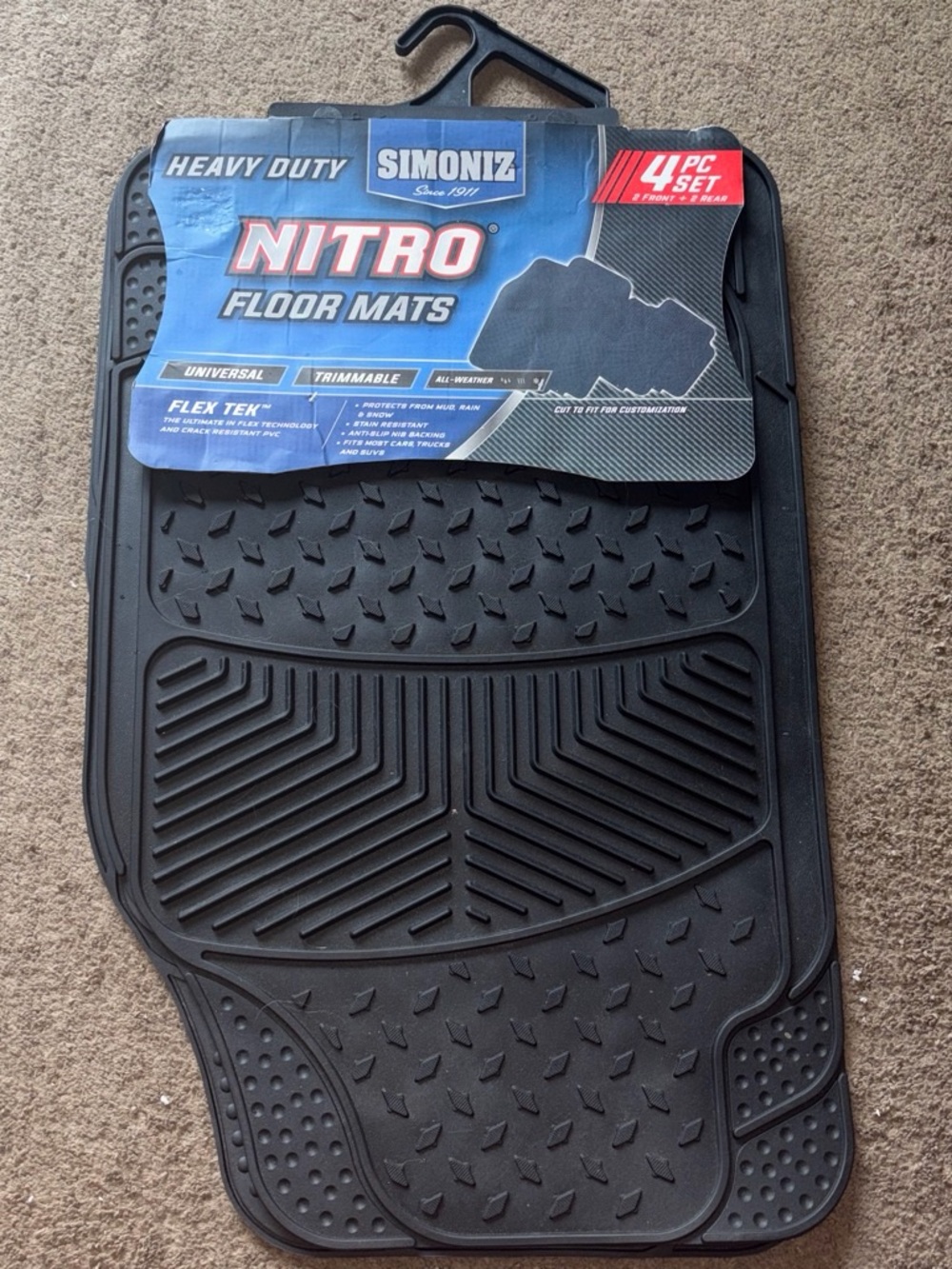 Simoniz Nitro Heavy Duty Floor Mats - Black (4 PC Set)